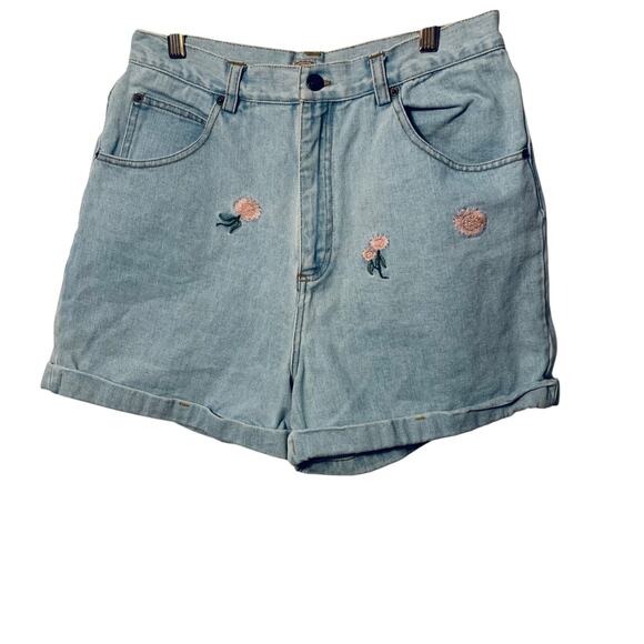 90s Vintage Ki Ko Mo Jean Shorts Flowered Embroidered Detail Size 13 - Picture 5 of 7